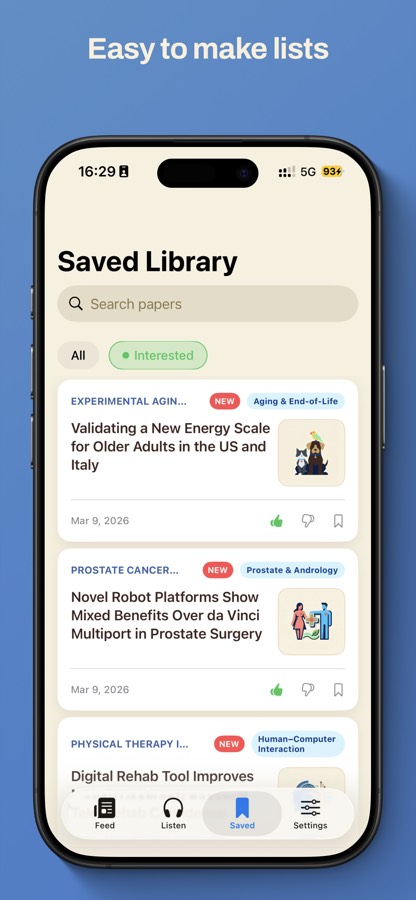 Lists screen preview